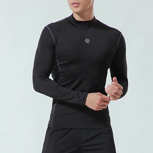 

Men's Compression Shirt Long Sleeve Sweatshirt Athletic Winter Spandex Breathable Quick Dry Moisture Wicking Gym Workout Running Active Training Sportswear Activewear Graphic Dark Grey Black