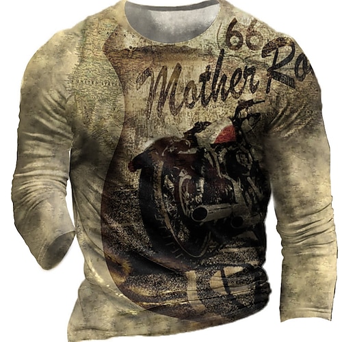 

Men's T shirt Tee Tee Graphic Round Neck Light Yellow Long Sleeve 3D Print Casual Daily Print Tops Fashion Designer Comfortable Big and Tall