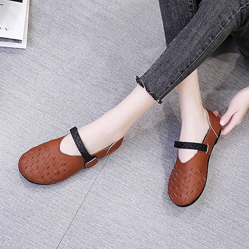 

Per donna Ballerine Scarpe comfort Taglie forti Giornaliero Piatto Punta tonda Informale Cuoio Mocassino Tinta unita Marrone scuro Nero Cachi