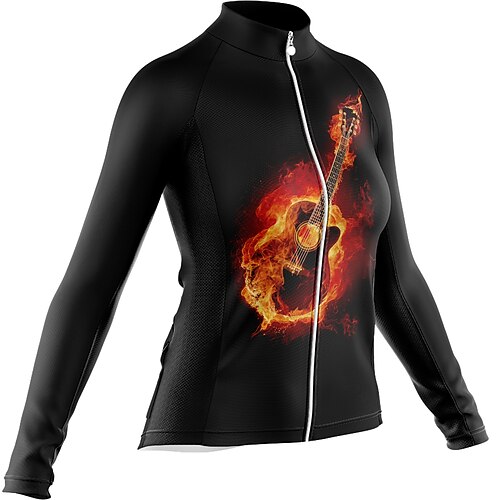 

Women's Cycling Jersey Long Sleeve Bike Jersey with 3 Rear Pockets Mountain Bike MTB Road Bike Cycling Cycling Breathable Ultraviolet Resistant Quick Dry Black Polyester Sports Clothing Apparel