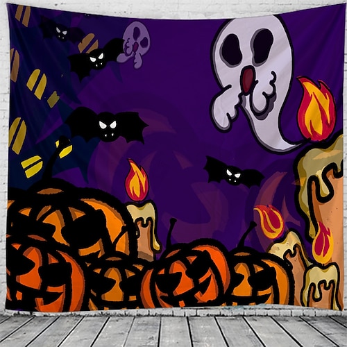 

Halloween Party Wall Tapestry Art Decor Blanket Curtain Hanging Home Bedroom Living Room Decoration Polyester Ghost Pumpkin