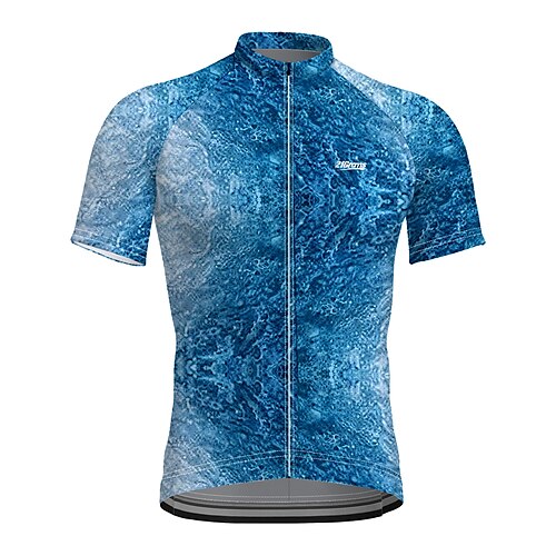 

21Grams Men's Cycling Jersey Short Sleeve Bike Top with 3 Rear Pockets Mountain Bike MTB Road Bike Cycling Breathable Quick Dry Moisture Wicking Reflective Strips Blue Graphic Polyester Spandex Sports