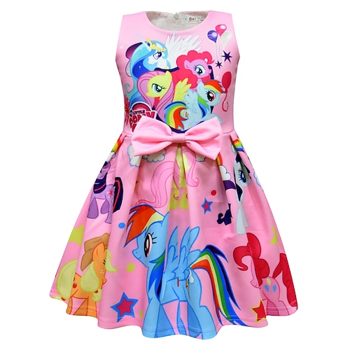 

Kids Little Girls' Dress My Little Pony Unicorn Cartoon Party Birthday Purple Pink Sleeveless Princess Cute Dresses Spring Summer Regular Fit 2-8 Years