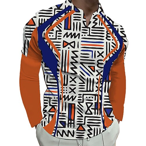 

Men's Unisex T shirt Tee 3D Print Color Block Graphic Prints V Neck Street Daily Print Long Sleeve Tops Designer Basic Casual Big and Tall Orange