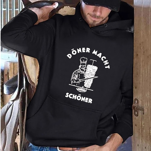

Men's Pullover Hoodie Sweatshirt Graphic Patterned Letter Print Sports Outdoor Daily Sports Hot Stamping Designer Basic Hoodies Sweatshirts Black