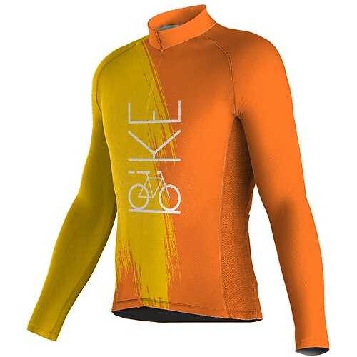 

21Grams Men's Cycling Jersey Long Sleeve Bike Top with 3 Rear Pockets Mountain Bike MTB Road Bike Cycling Breathable Quick Dry Moisture Wicking Reflective Strips Orange Color Block Polyester Spandex