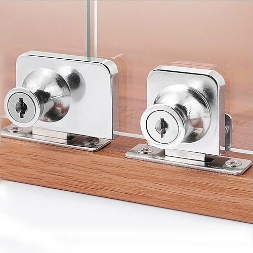 

Stainless steel Glass Door Lock Bolt Latch with Key for Single or Double Glass Door Easy To Install Frameless Glass Door