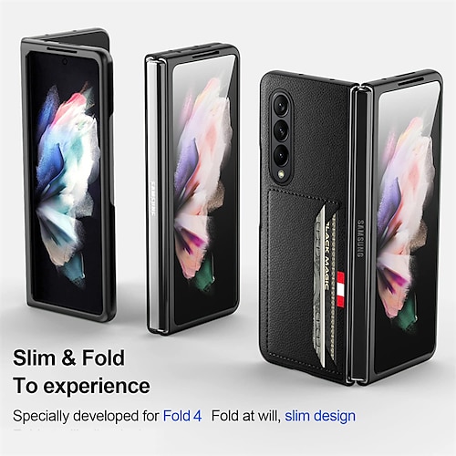 

Phone Case For Samsung Galaxy Flip Z Fold 4 Portable with Stand Flip Lines / Waves Solid Colored PC PU Leather