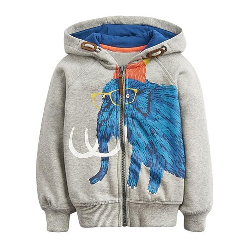 

Kids Boys Coat Outerwear Animal Cartoon Long Sleeve Coat Daily Active Cool Gray Winter Fall 2-8 Years