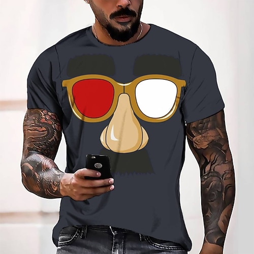 

Men's T shirt Tee Tee Graphic Round Neck Gray Short Sleeve 3D Print Casual Daily 3D Print Tops Fashion Cool Designer Comfortable / Summer / Summer