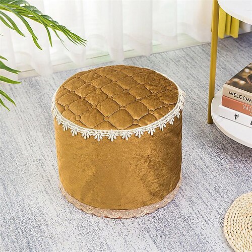 

Floral Printed Low Round Makeup Stool Cover Soft Durable Couch Cover 1 Piece Spandex Fabric Washable Furniture Protector