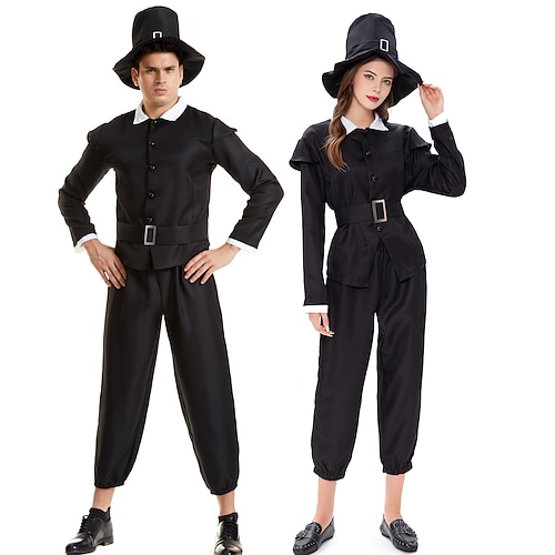 

Robin Hood Hunter Outfits Men's Women's Movie Cosplay Cosplay Black Shirt Pants Belt Masquerade Polyester / Hat