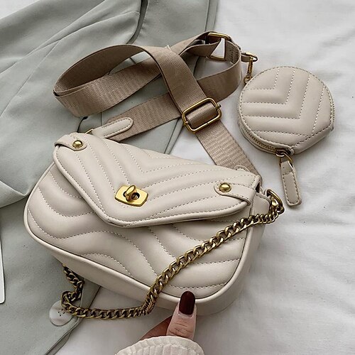 

Women's Crossbody Bag With a Round Bag Shoulder Bag PU Leather Solid Color Party / Evening Shopping Holiday White Black Blue Brown
