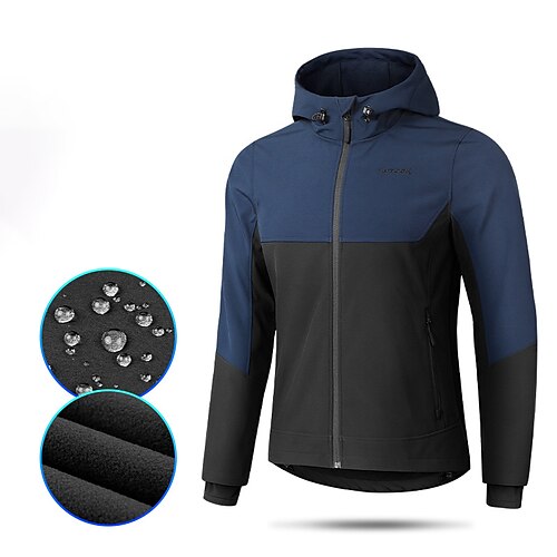 

Men's Softshell Jacket Waterproof Jacket Rain Jacket Winter Fleece Jacket Outdoor Patchwork Thermal Warm Waterproof Windproof Breathable Outerwear Trench Coat Windbreaker Full Length Visible Zipper