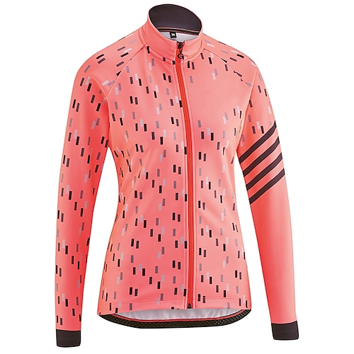 

21Grams Women's Cycling Jersey Long Sleeve Bike Top with 3 Rear Pockets Mountain Bike MTB Road Bike Cycling Breathable Quick Dry Moisture Wicking Reflective Strips Rosy Pink Geometic Polyester Spandex