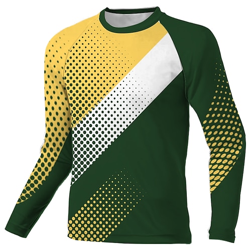 

Men's Downhill Jersey Long Sleeve Dark Green Polka Dot Bike Breathable Quick Dry Polyester Spandex Sports Polka Dot Clothing Apparel / Stretchy