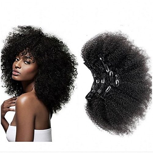 

Clip In Hair Extensions Remy Human Hair 7pcs Pack Afro Curly Natural Hair Extensions