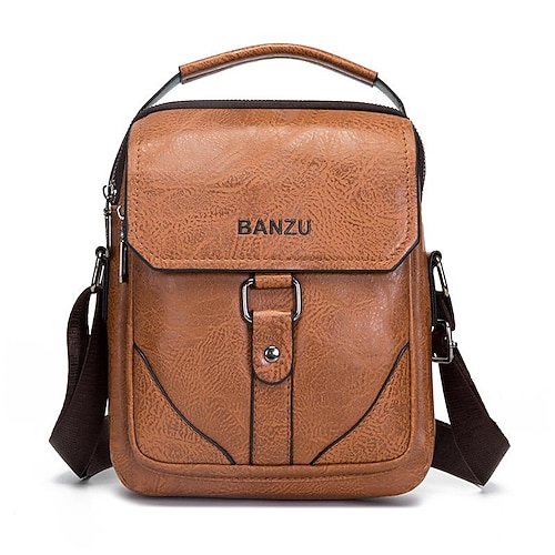 

Men's Messenger Bag PU Leather Zipper Solid Color Daily Going out Office & Career 1403 brown 1403 Coffee 1403 black 1401 black