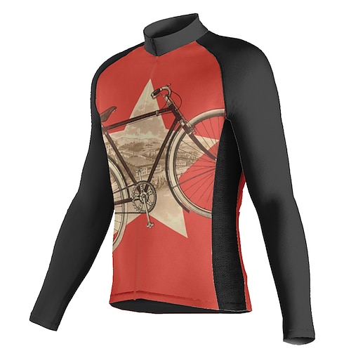 

21Grams Men's Cycling Jersey Long Sleeve Bike Top with 3 Rear Pockets Mountain Bike MTB Road Bike Cycling Breathable Quick Dry Moisture Wicking Reflective Strips Red Graphic Polyester Spandex Sports