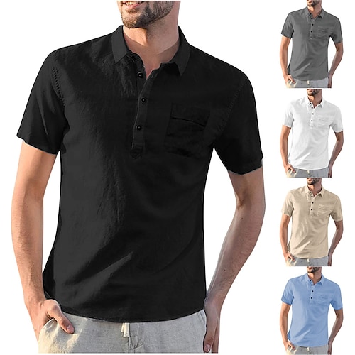 

Men's Casual Shirt Solid Color Turndown Khaki Light Blue Gray White Black Street Daily Short Sleeve Button-Down Clothing Apparel Fashion Casual Comfortable Big and Tall / Summer / Spring / Summer