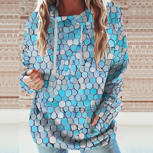 

Women's Hoodie SweatshirtBlue Graphic Sports Long Sleeve 3XL