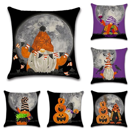 

Halloween Party Double Side Cushion Cover 6PC Soft Decorative Square Throw Pillow Cover Cushion Case Pillowcase for Bedroom Livingroom Superior Quality Machine Washable Indoor Cushion for Sofa Couch Bed Chair