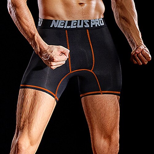 

Men's Compression Shorts Compression Clothing Athletic Athleisure Breathable Quick Dry Moisture Wicking Fitness Gym Workout Running Sportswear Activewear Stripes Black / Orange Black Blue