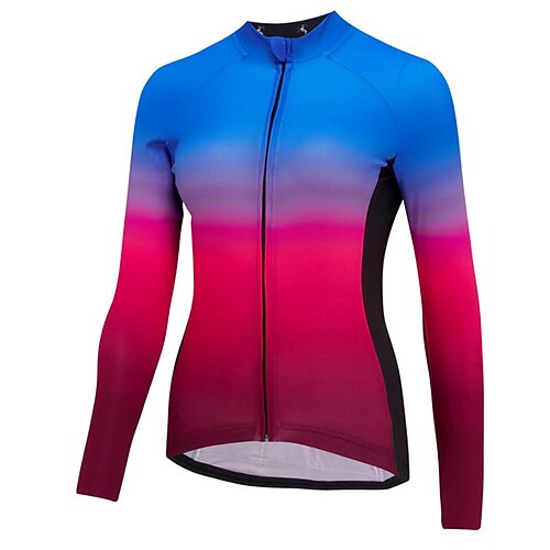 

21Grams Women's Cycling Jersey Long Sleeve Bike Top with 3 Rear Pockets Mountain Bike MTB Road Bike Cycling Breathable Quick Dry Moisture Wicking Reflective Strips Blue Gradient Polyester Spandex