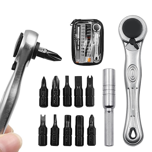 

12 in 1 Ratchet Spanner Screwdriver Set CR-V Material Repairing Socket Wrench Slotted Phillips Hex Screw Driver Home Hand Tool