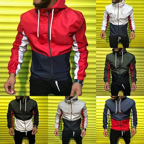 

Men's Hoodie Black red white Gray red white Navy blue white red white red navy blue Army green red black Hooded Cool Winter Clothing Apparel Hoodies Sweatshirts Long Sleeve