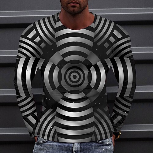 

Men's T shirt Tee Tee Graphic Round Neck Black Long Sleeve 3D Print Casual Daily Print Tops Fashion Designer Comfortable Big and Tall