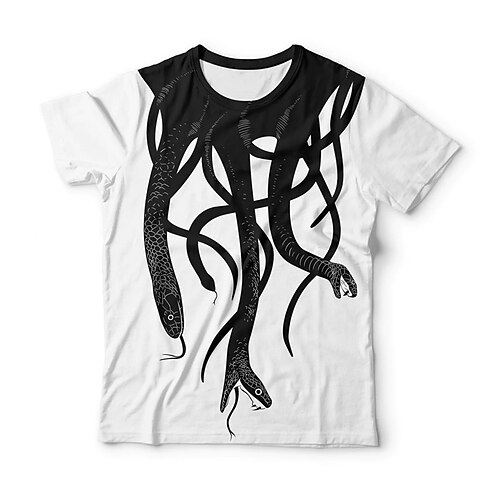 

Men's Unisex T shirt Tee Graphic Prints Snake Crew Neck White Short Sleeve 3D Print Outdoor Street Print Tops Vintage Sports Casual Big and Tall / Summer / Summer
