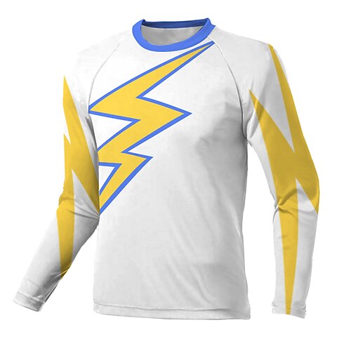 

21Grams Men's Downhill Jersey Long Sleeve White Lightning Bike Breathable Quick Dry Polyester Spandex Sports Lightning Clothing Apparel / Stretchy