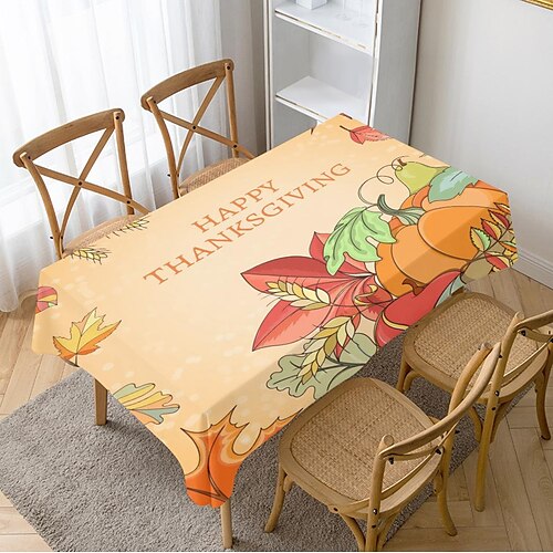 

Thanksgiving Pumpkin Harvest Tablecloth Decoration Tablecloth Oil-Proof and Waterproof for Dining Room and Thanksgiving Party