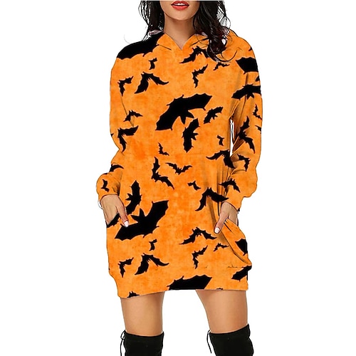 

Women's Hoodie Pullover Pumpkin Print Bat Halloween Casual Daily Streetwear Casual Halloween Clothing Apparel Hoodies Sweatshirts 1 2