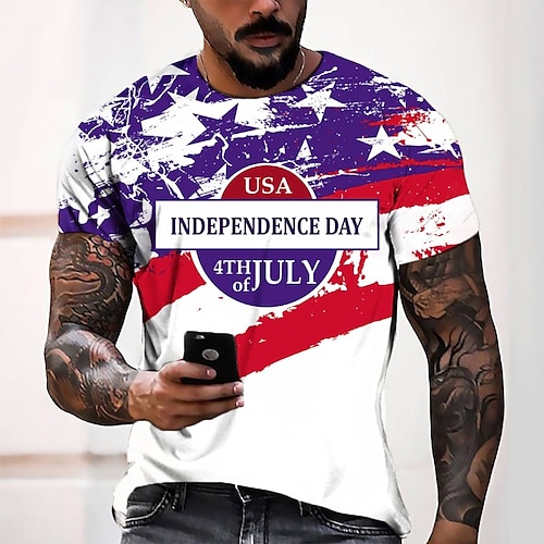 

Men's T shirt Tee Tee Graphic Round Neck Blue Short Sleeve 3D Print Casual Daily 3D Print Tops Fashion Cool Designer Comfortable / Summer / Summer