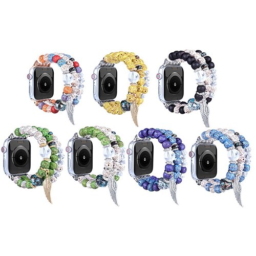 

1pc Smart Watch Band Compatible with Apple iWatch 38/40/41mm 42/44/45mm Beaded Waterproof Handmade Luxury Jewelry Bracelet for iWatch Smartwatch Strap Wristband for Series 7 / SE / 6/5/4/3/2/1