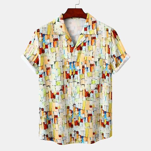 

Men's Shirt Graphic Turndown Rainbow Short Sleeve Casual Daily Tops Tropical