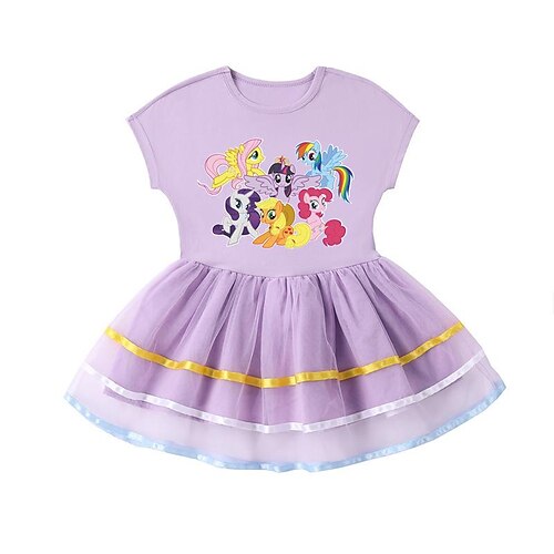 

Kids Little Girls' Dress Unicorn A Line Dress Party White Purple Pink Asymmetrical Short Sleeve Princess Sweet Dresses Spring Summer Regular Fit 2-8 Years