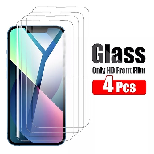 

[4 Pack] Phone Screen Protector For Apple iPhone 14 Pro Max 14 Plus 13 12 11 Pro Max Mini SE Tempered Glass High Definition (HD) 9H Hardness 3D Touch Compatible Phone Accessory