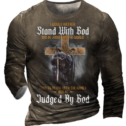 

Herren T Shirt Tee Graphic Kreuz der Templer Rundhalsausschnitt Schwarz Armeegrün Marineblau Braun 3D-Druck Übergröße Casual Täglich Langarm Bedruckt Bekleidung Modisch Designer Komfortabel Groß und