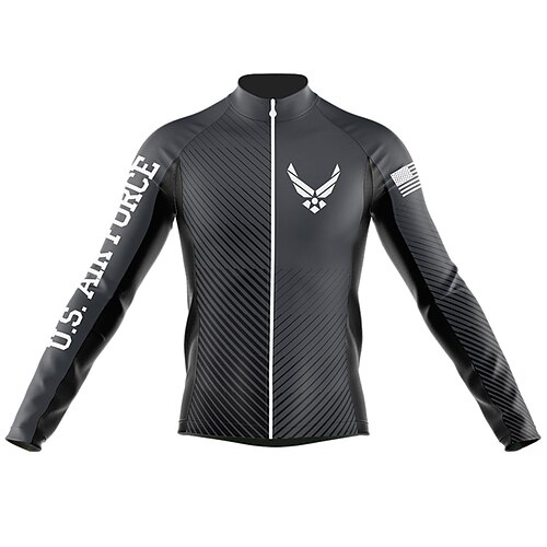 

21Grams Men's Cycling Jersey Long Sleeve Bike Top with 3 Rear Pockets Mountain Bike MTB Road Bike Cycling Breathable Quick Dry Moisture Wicking Reflective Strips Black Stripes Polyester Spandex Sports