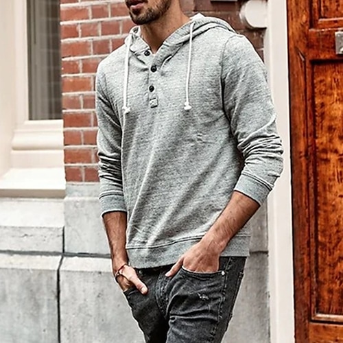 

Men's Pullover Hoodie Sweatshirt Pullover Solid Color Sports Outdoor Daily Sports Basic Casual Hoodies Sweatshirts Gray
