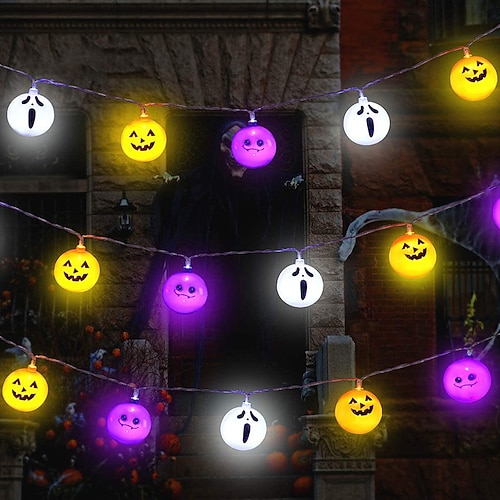 

Halloween Decoration Cute Light Pumpkin String Lights Battery Powered Smiley Children's Toy Lights for Halloween Party Home Decoration 3m-20LEDs 1.5m-10LEDs