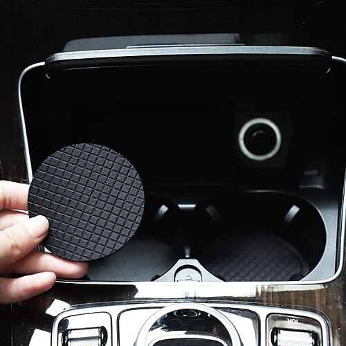 

4pcs Car Console Cup Coaster Keep Car Clean Durable Non-Slip PU For SUV Truck Van