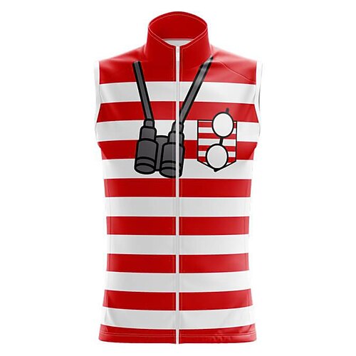 

21Grams Men's Cycling Vest Sleeveless Red Stripes Bike Breathable Quick Dry Reflective Strips Back Pocket Polyester Spandex Sports Stripes Clothing Apparel