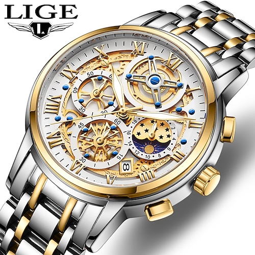 

LIGE Fashion Luxury Men Watch Business Stainless Steel Quartz Watch For Men Waterproof Luminous Date Casual Sport Man Wristwatch