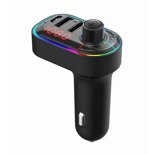 

C12 Car Mp3 Bluetooth Player Colorful Atmosphere Light Type-c Mobile Phone Charging Bluetooth Hands-free FM Transmitter