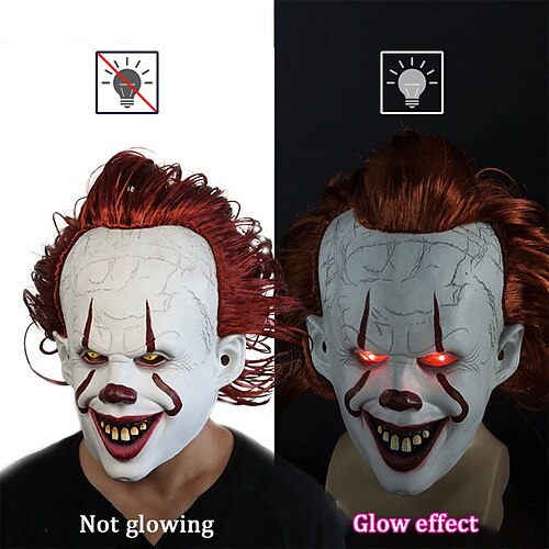 

Halloween Mask IT Mask Creepy Clown Mask Light Up Halloween Cosplay Props Scary Mask Cosplay Decorations Costume Party Horror Clown Joker Mask Stephen King's Mask Latex