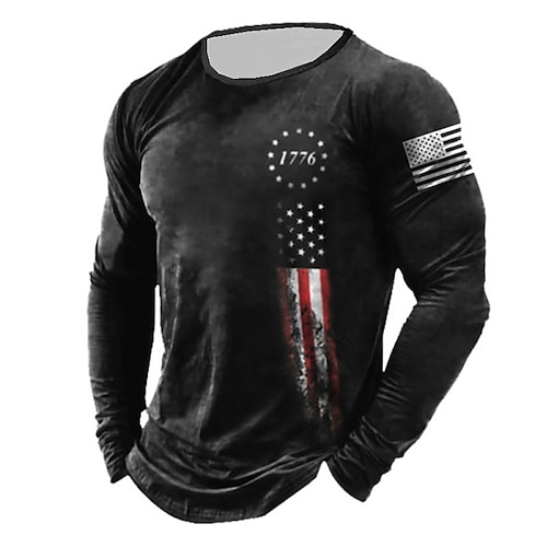 

Men's Unisex T shirt Tee Graphic Prints National Flag Crew Neck Green Blue Gray Black 3D Print Outdoor Street Long Sleeve Print Clothing Apparel Basic Sports Designer Casual